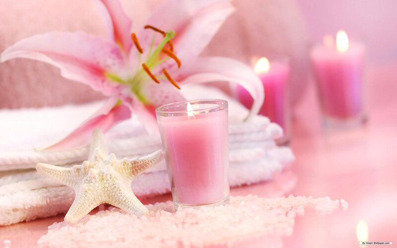 Pink Candle with Lily — Serene