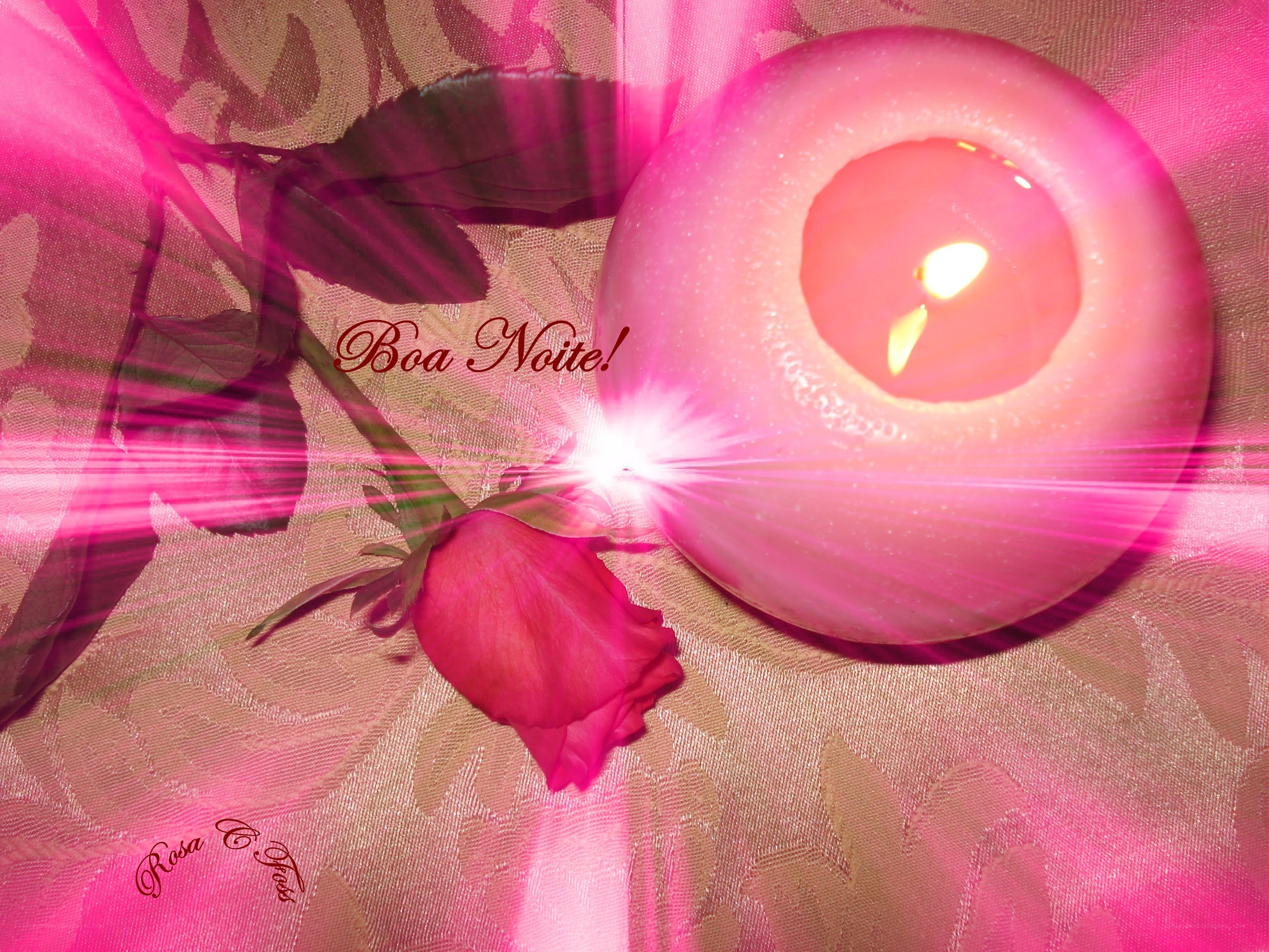 Pink candle with rose