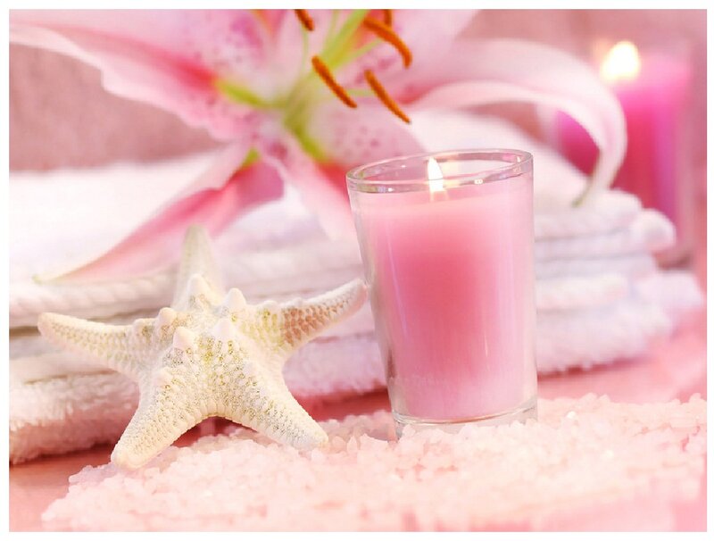 Pink Candle with Starfish