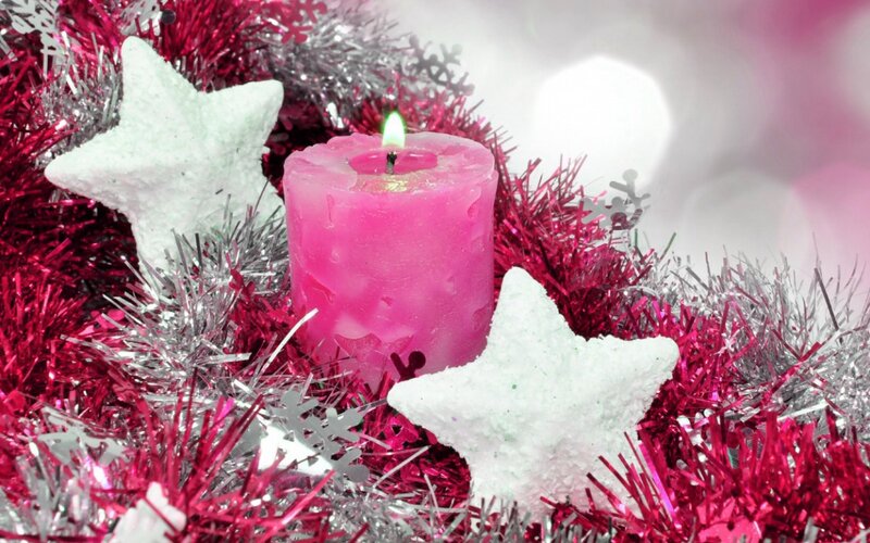 Pink Candle with Stars