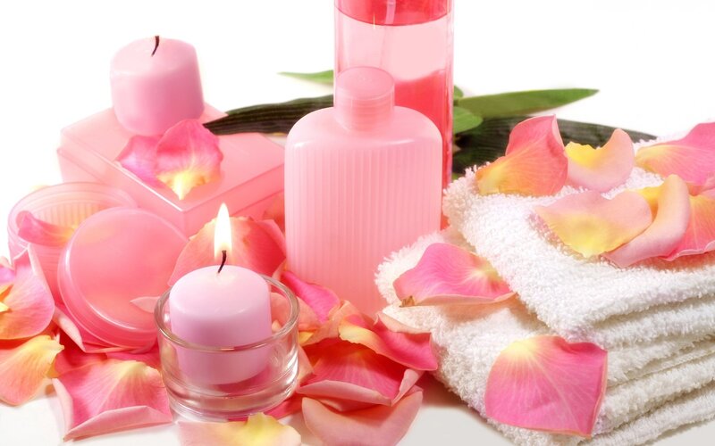 Pink Candles and Rose Petals