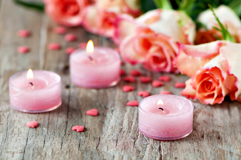 Pink Candles and Roses — Romantic