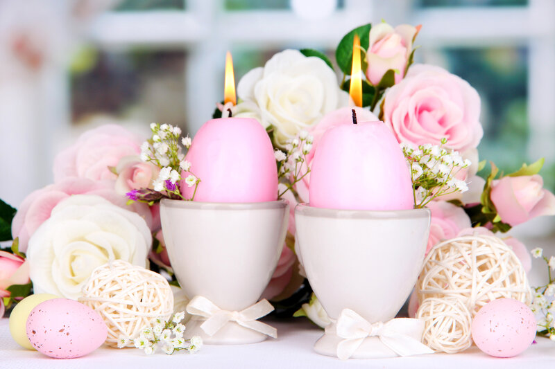 Pink Candles in Egg Cups