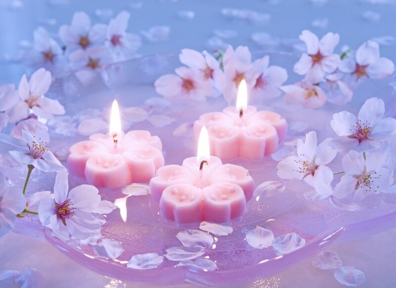 Pink Candles in Water