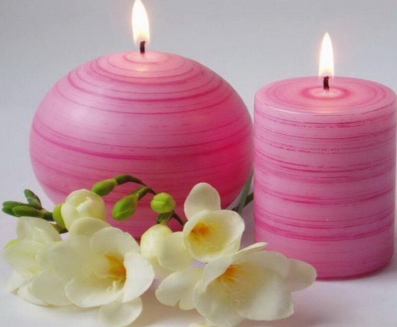 Pink Candles with Flowers