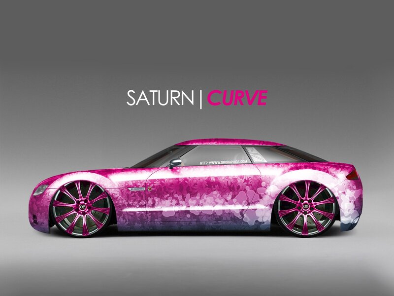Pink car with floral design