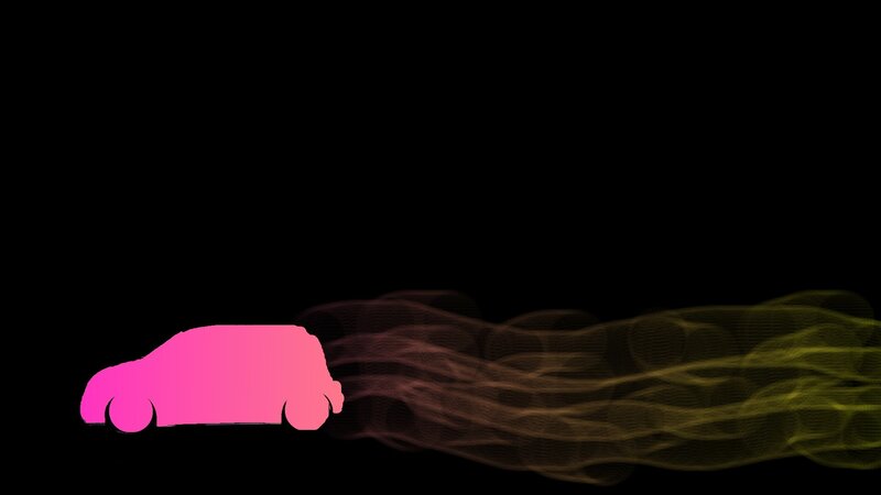 pink car with smoke trail