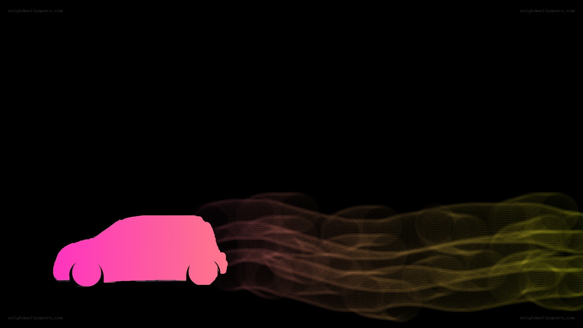 pink car with smoke trail