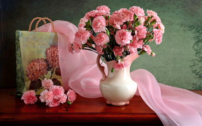Pink Carnations in Vase — Serene