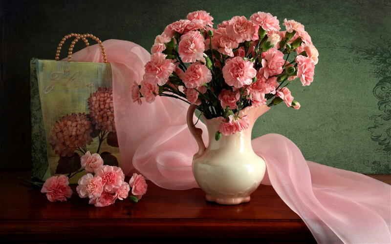 Pink Carnations in Vase