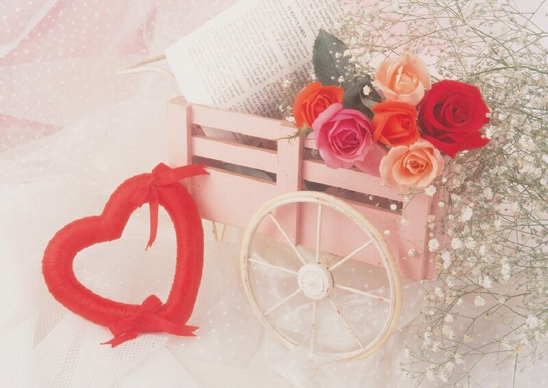 Pink Cart with Flowers