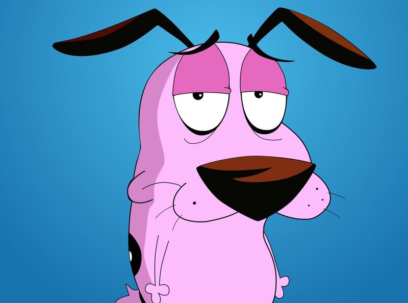 Pink Cartoon Dog — Blue, Neutral, Anime