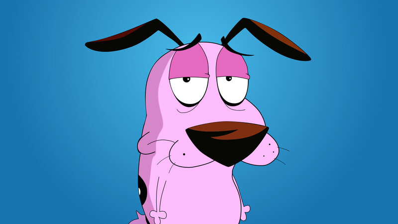 Pink Cartoon Dog — Blue