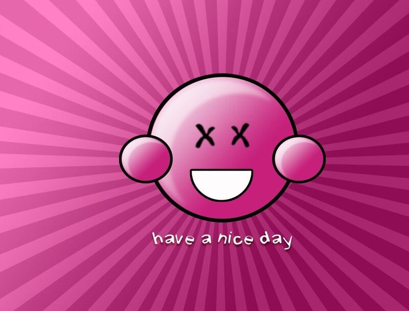 Pink Cartoon Face — Cheerful