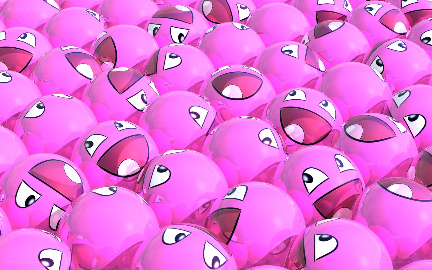 pink cartoon faces in a crowd