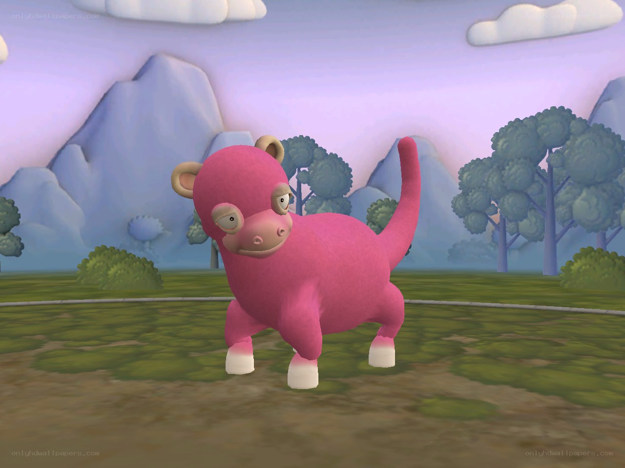 pink cartoon monkey