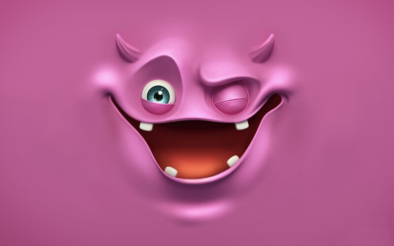 Pink Cartoon Monster Face