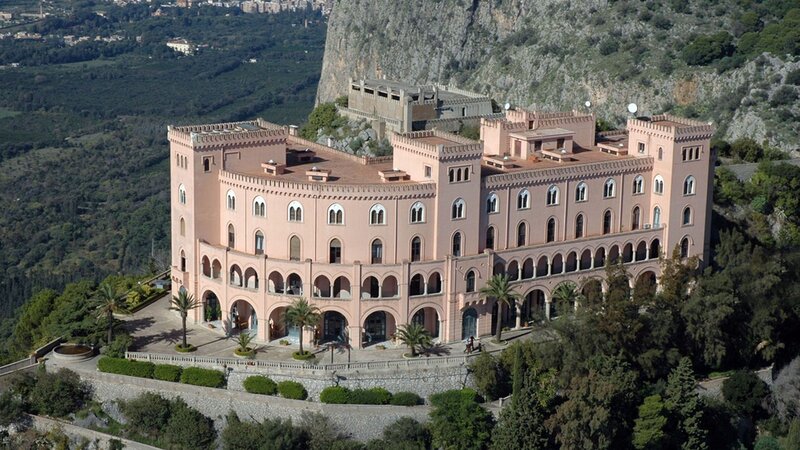Pink Castle on Hillside