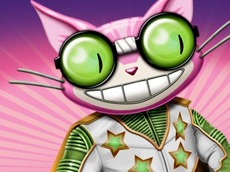 Pink Cat Character — Playful, Digital Art, Glasses