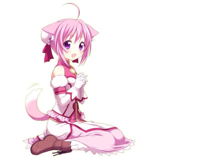 pink cat girl anime character