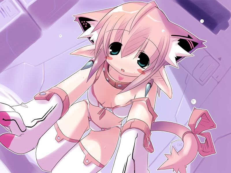 pink cat girl anime character