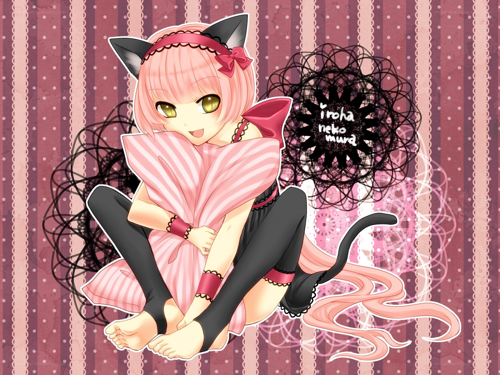 pink cat girl character