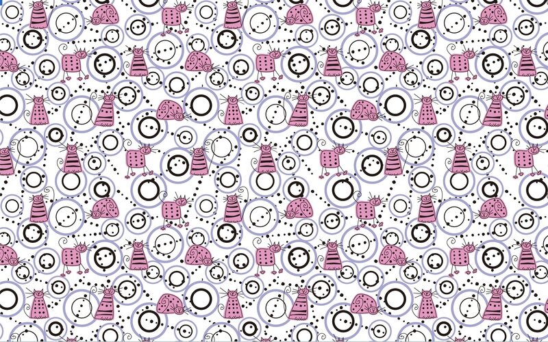 pink cat pattern with circles