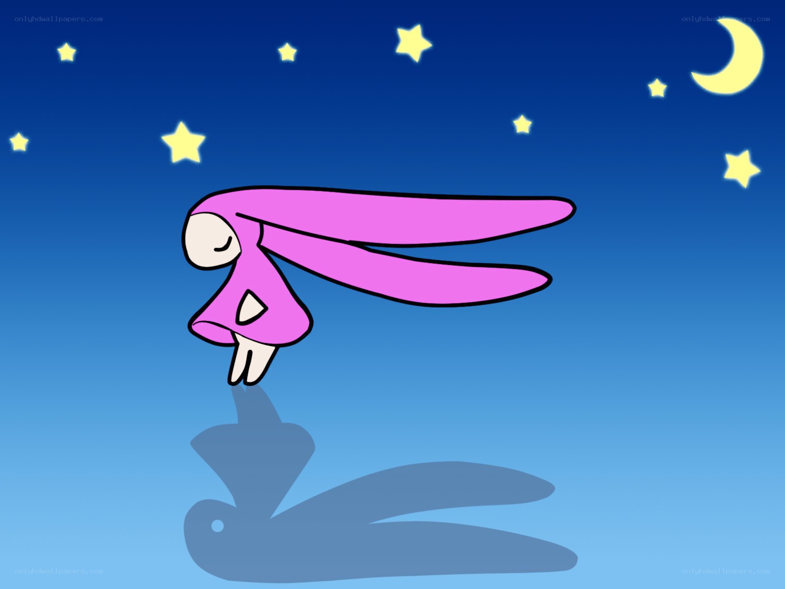pink character in night sky