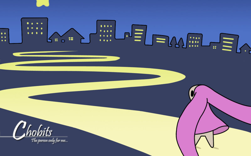 Pink Character on Road — Purple