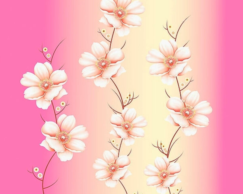 Pink Cherry Blossoms — Serene, Spring, Digital Art, Flowers, Branches