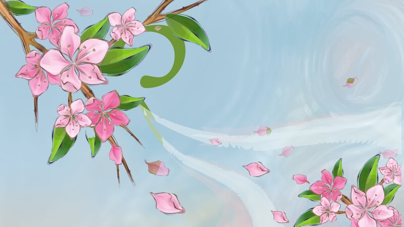 Pink Cherry Blossoms — Serene, Spring, Digital Art, Petals