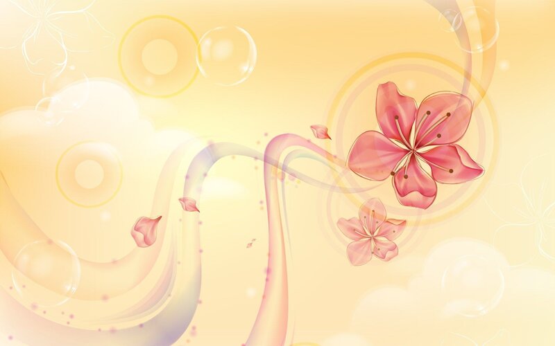 Pink Cherry Blossoms — Yellow, Serene