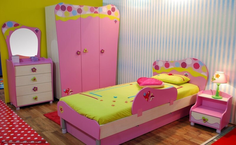 Pink children's bedroom furniture set