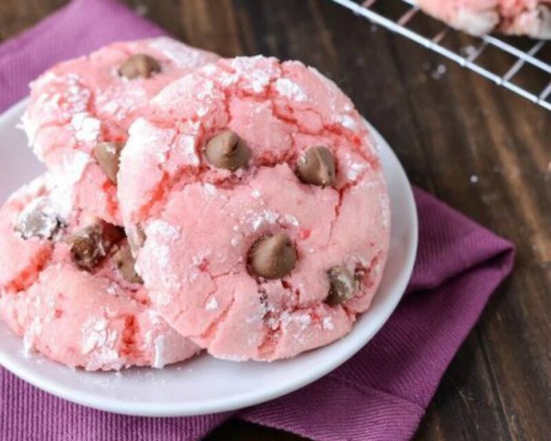 Pink Chocolate Chip Cookies