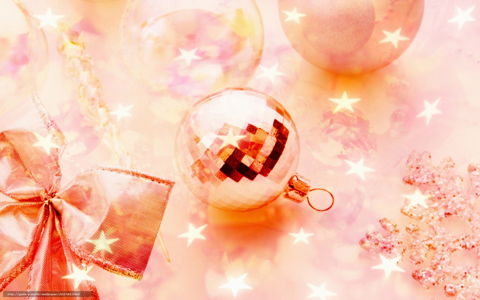 Pink Christmas ornaments and bow