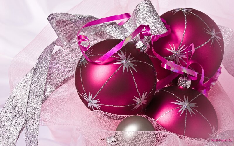 Pink Christmas Ornaments — Festive, Photograph