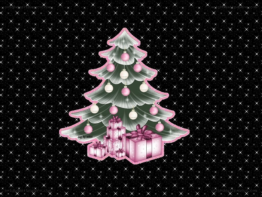 pink christmas tree wallpaper
