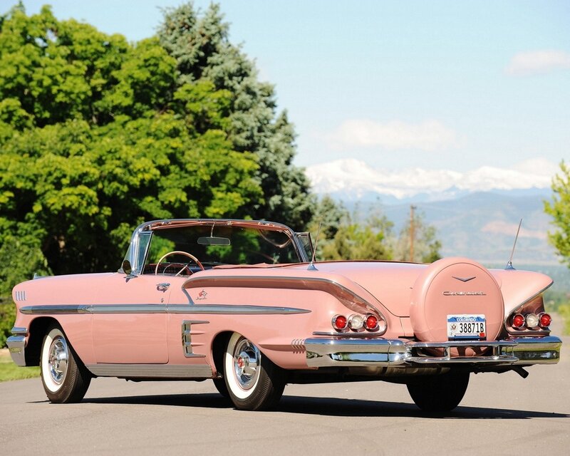 Pink classic convertible car