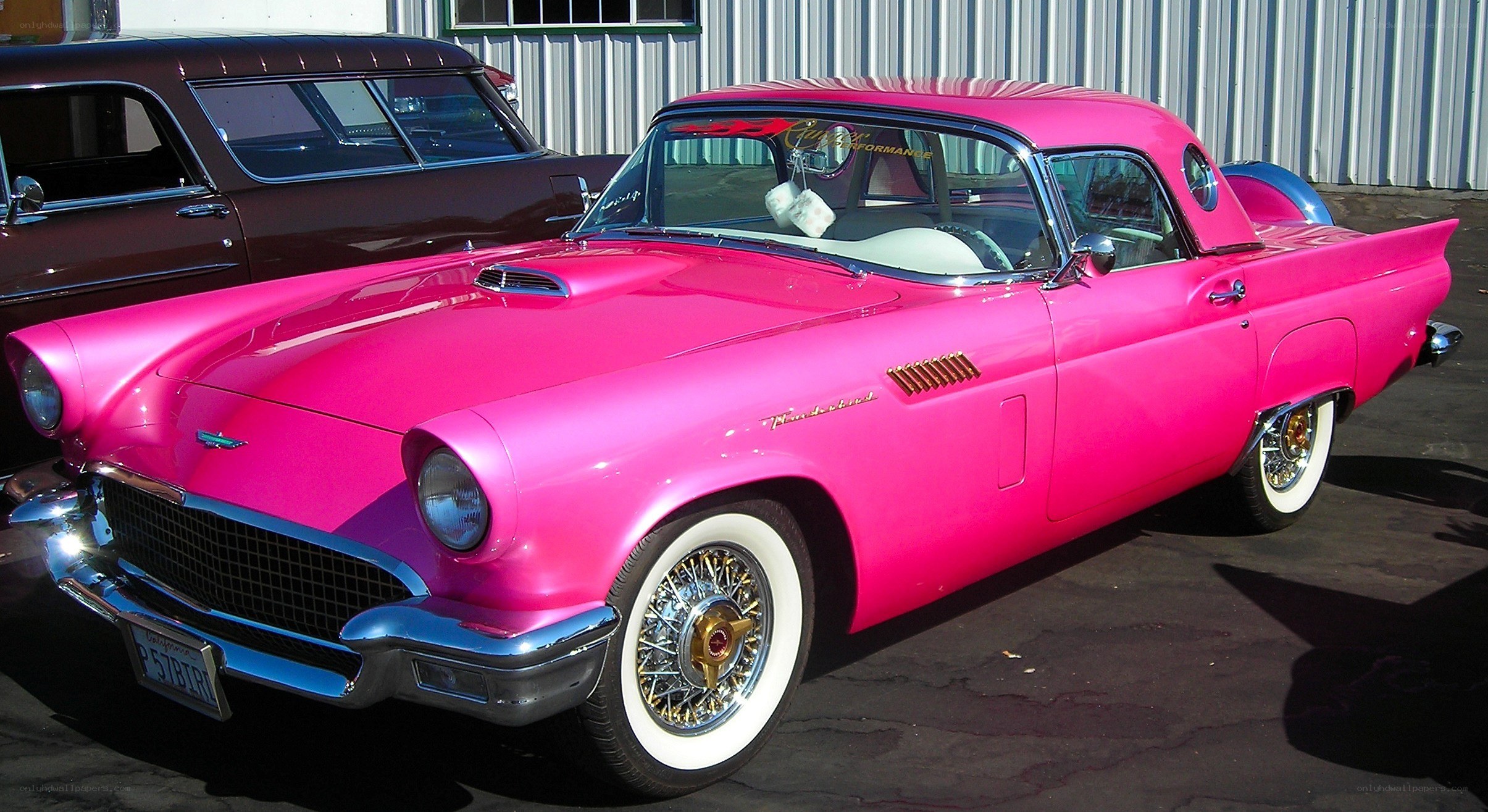Pink classic convertible car