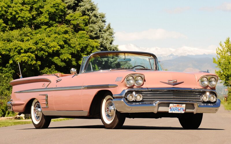 Pink classic convertible car