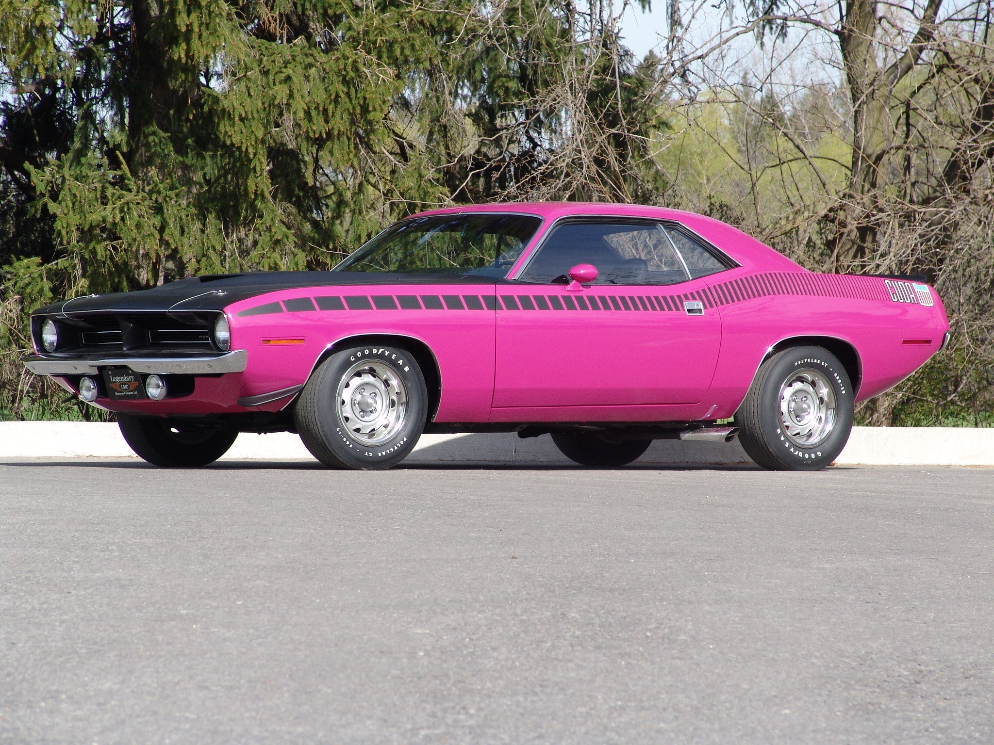 Pink classic muscle car