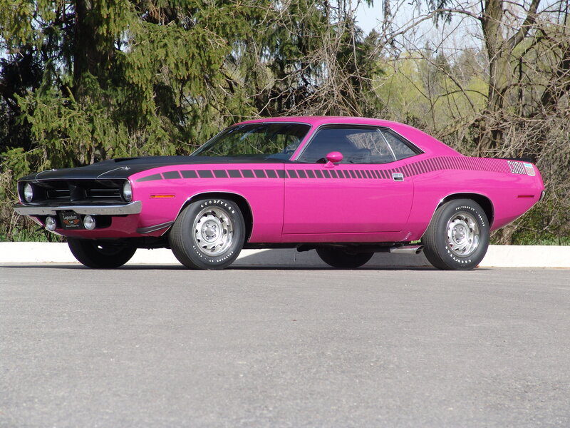 Pink classic muscle car