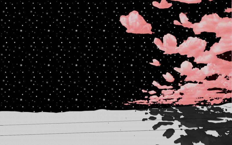 pink clouds in a starry sky