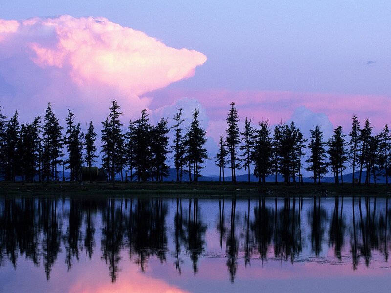 Pink Clouds Over Lake