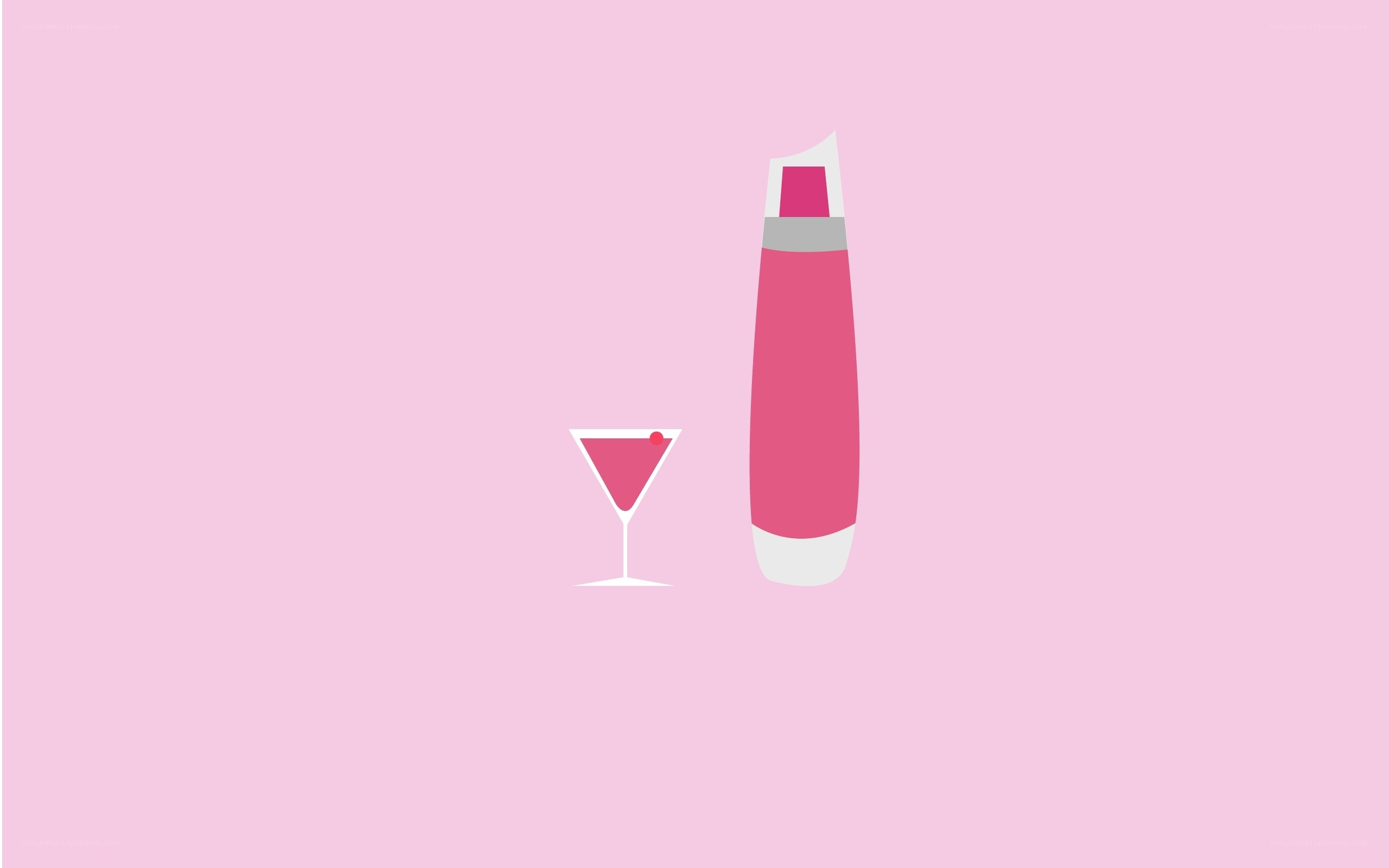 pink cocktail and bottle