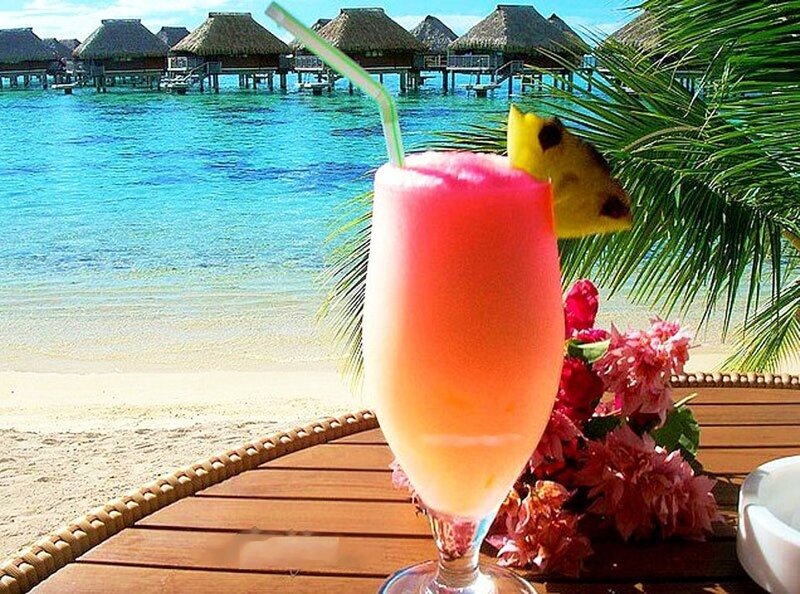 Pink Cocktail on Beach — Tropical