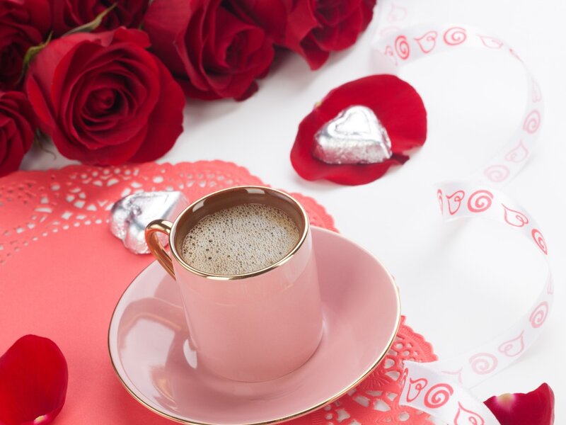 Pink Coffee Cup with Roses