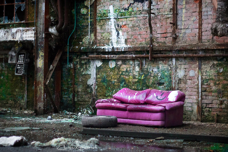 Pink Couch in Ruin