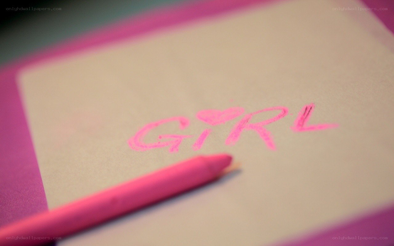 Pink crayon writing girl