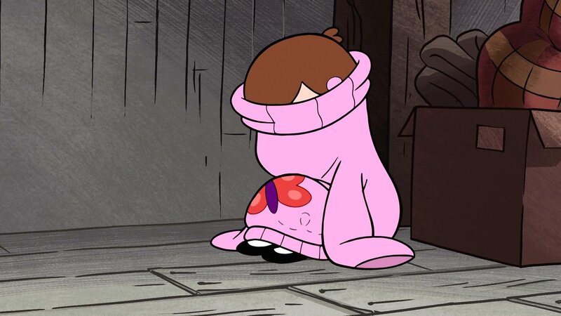 Pink Creature Hugging Knees
